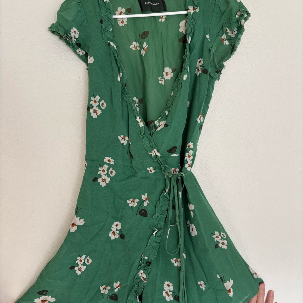 Green Floral Wrap Dress